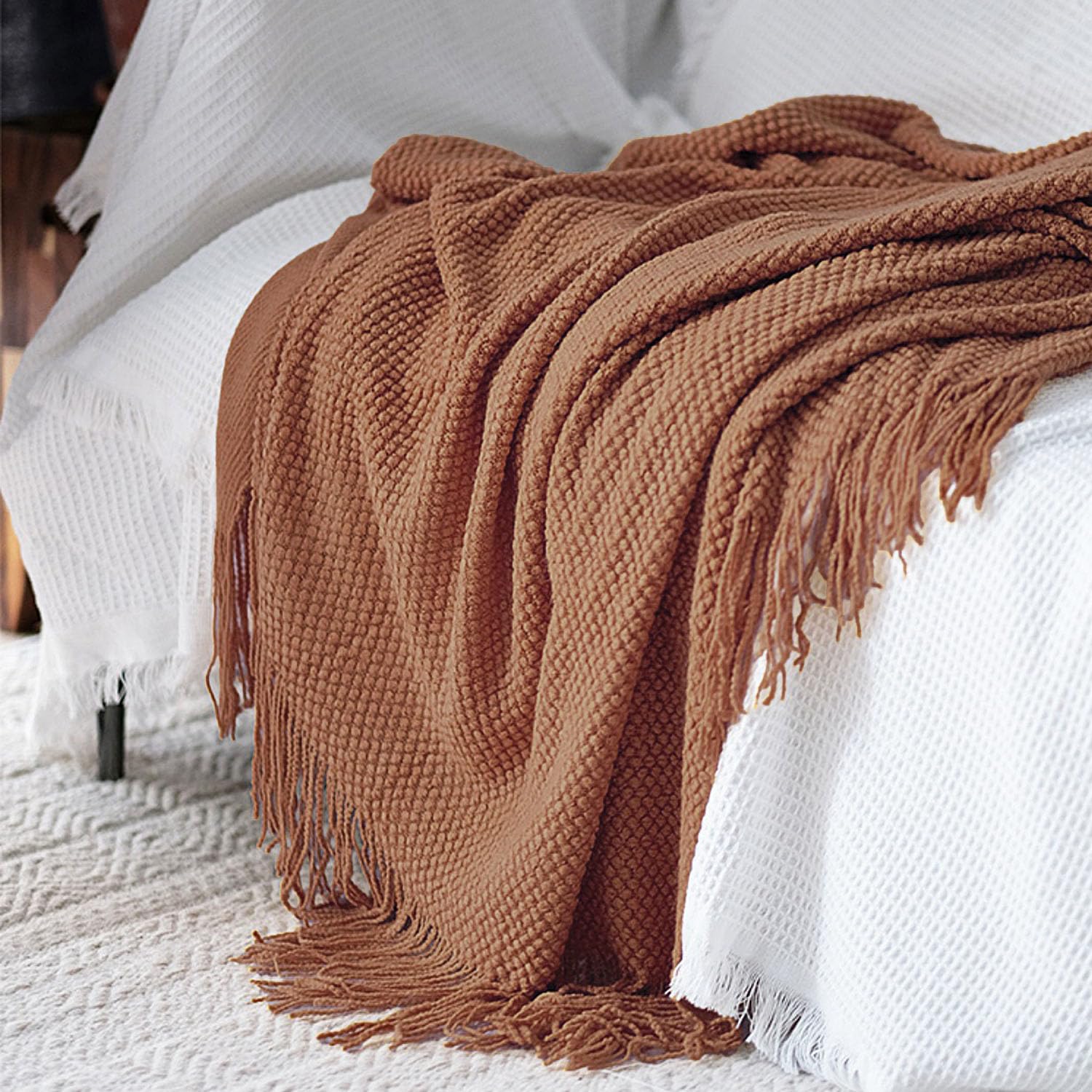LOMAO folded blanket beside ruler showing 50x60 size for scale