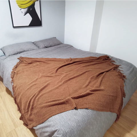 LOMAO rolled throw inside travel bag demonstrating portability benefit