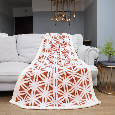LOMAO blanket on bed showing size scale and coverage benefit