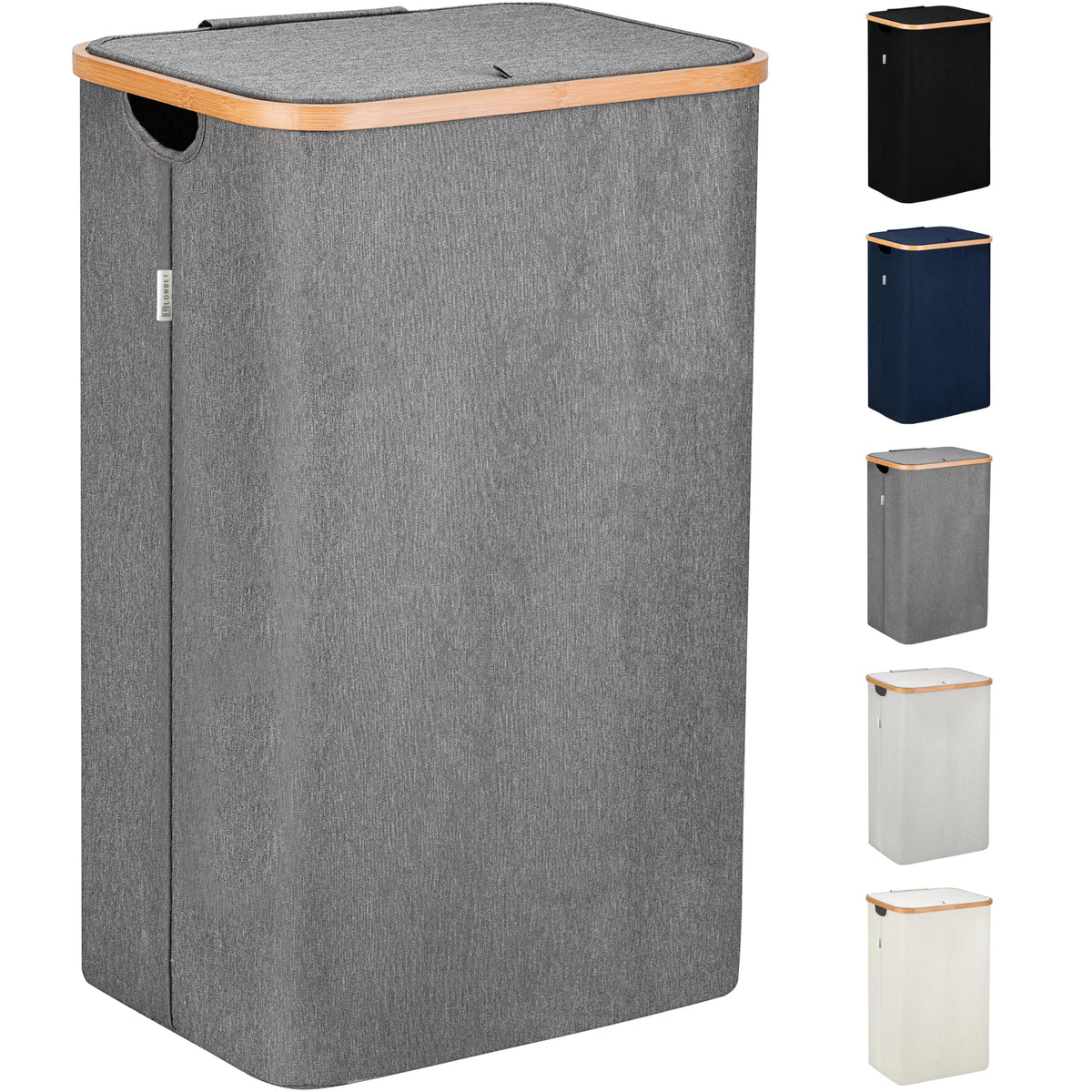 LONBET front view of gray laundry basket showing neat storage benefit