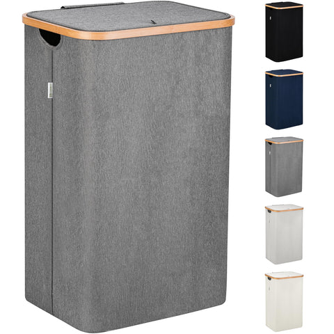 LONBET front view of gray laundry basket showing neat storage benefit