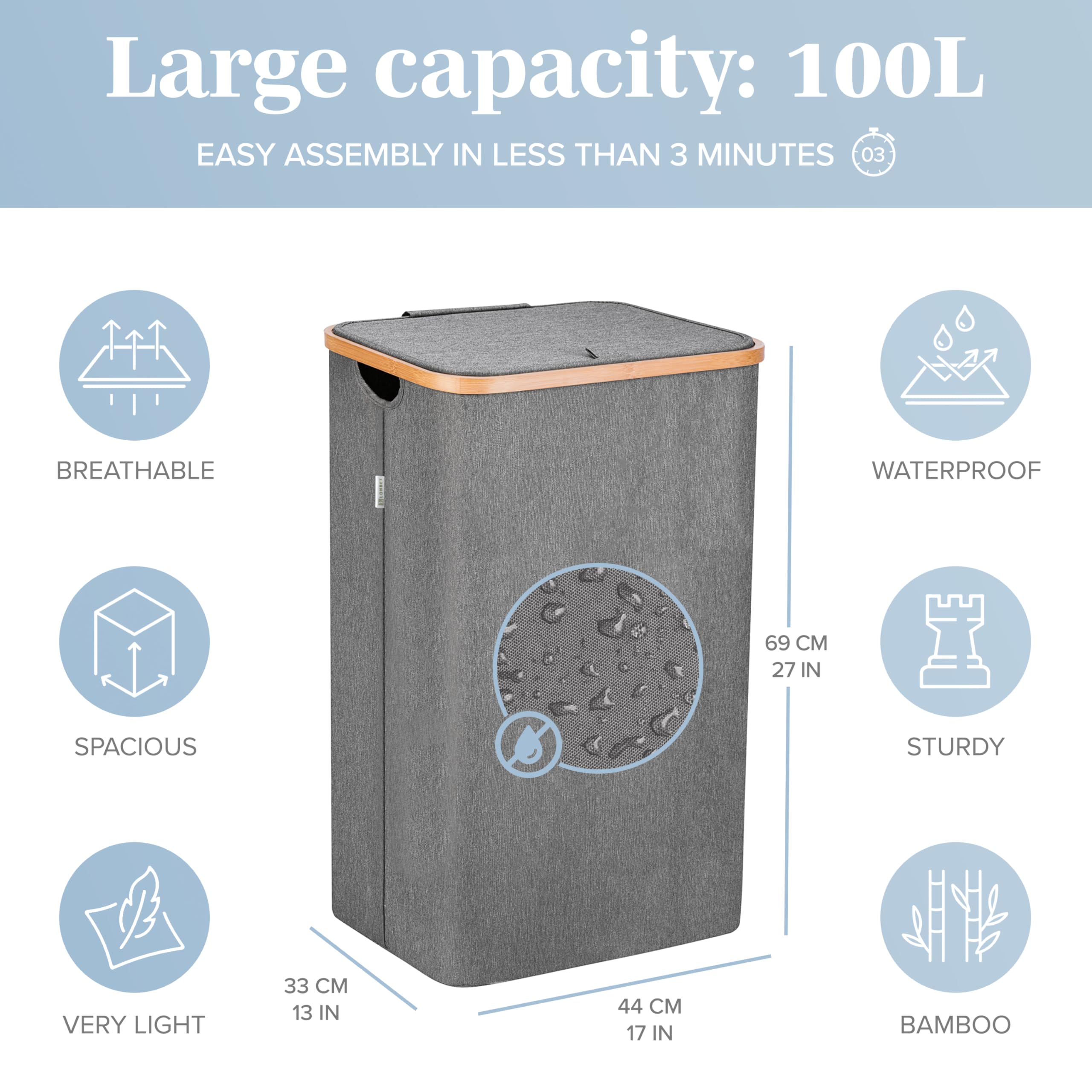 LONBET open top with lid removed for easy access and concealed laundry