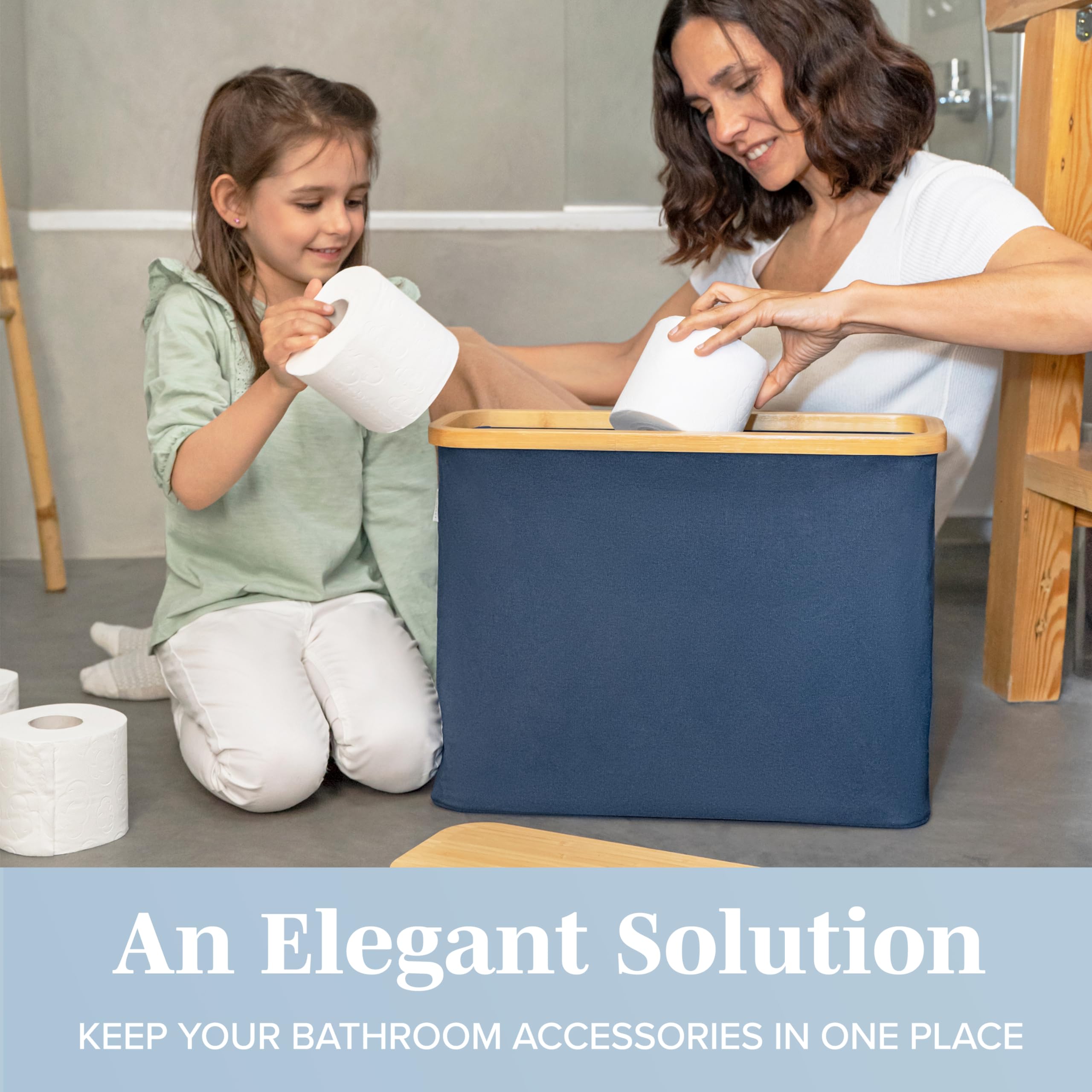 LONBET storage placed beside toilet in bathroom setting demonstrating space-saving benefit