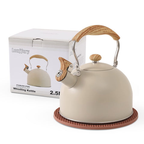 Lonffery kettle front view showing polished stainless steel and fast heating
