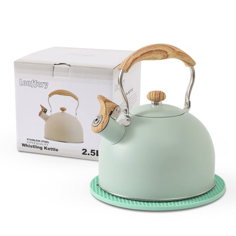 Lonffery kettle front view showing polished stainless steel and capacity benefits