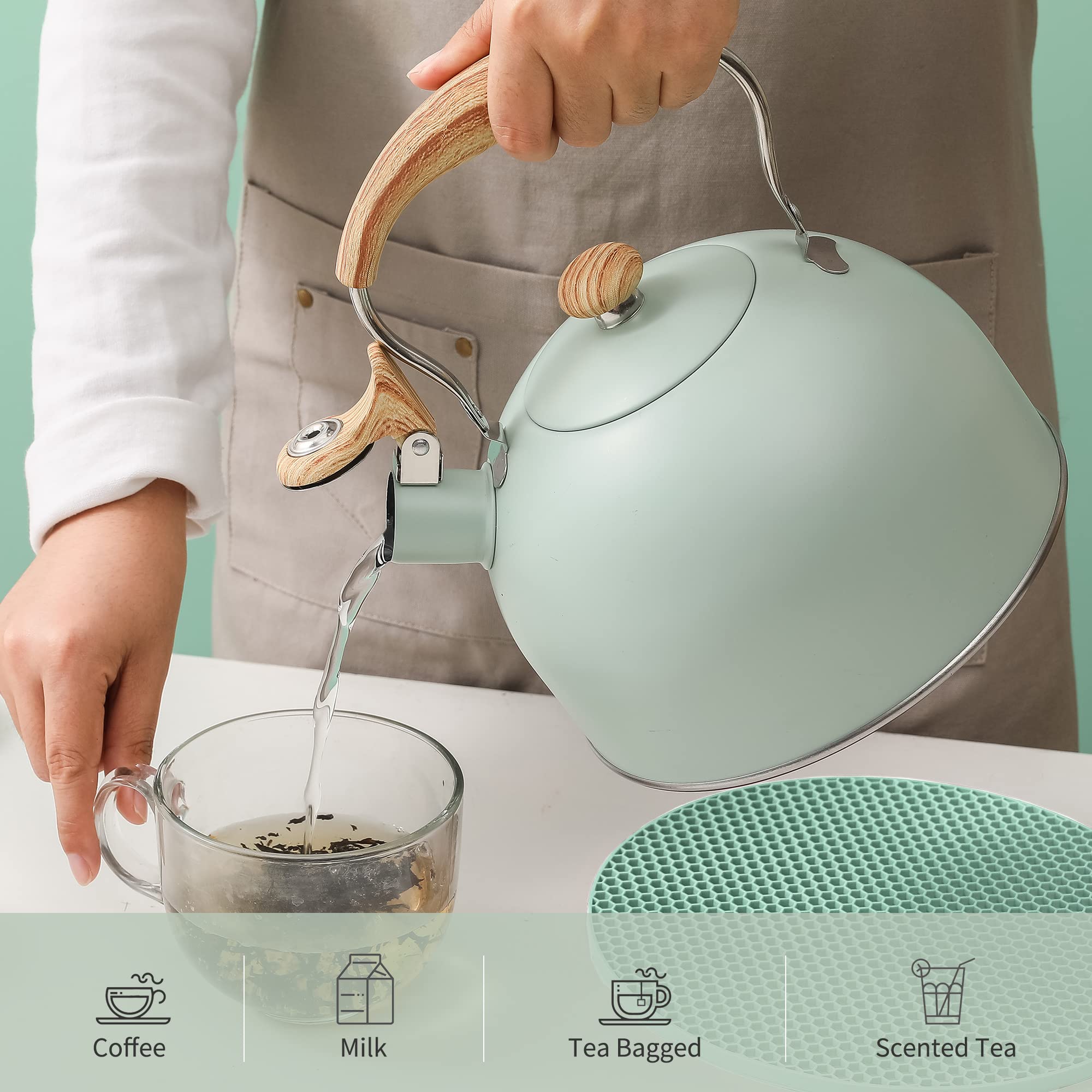 Lonffery kettle in kitchen lifestyle scene highlighting quick family service
