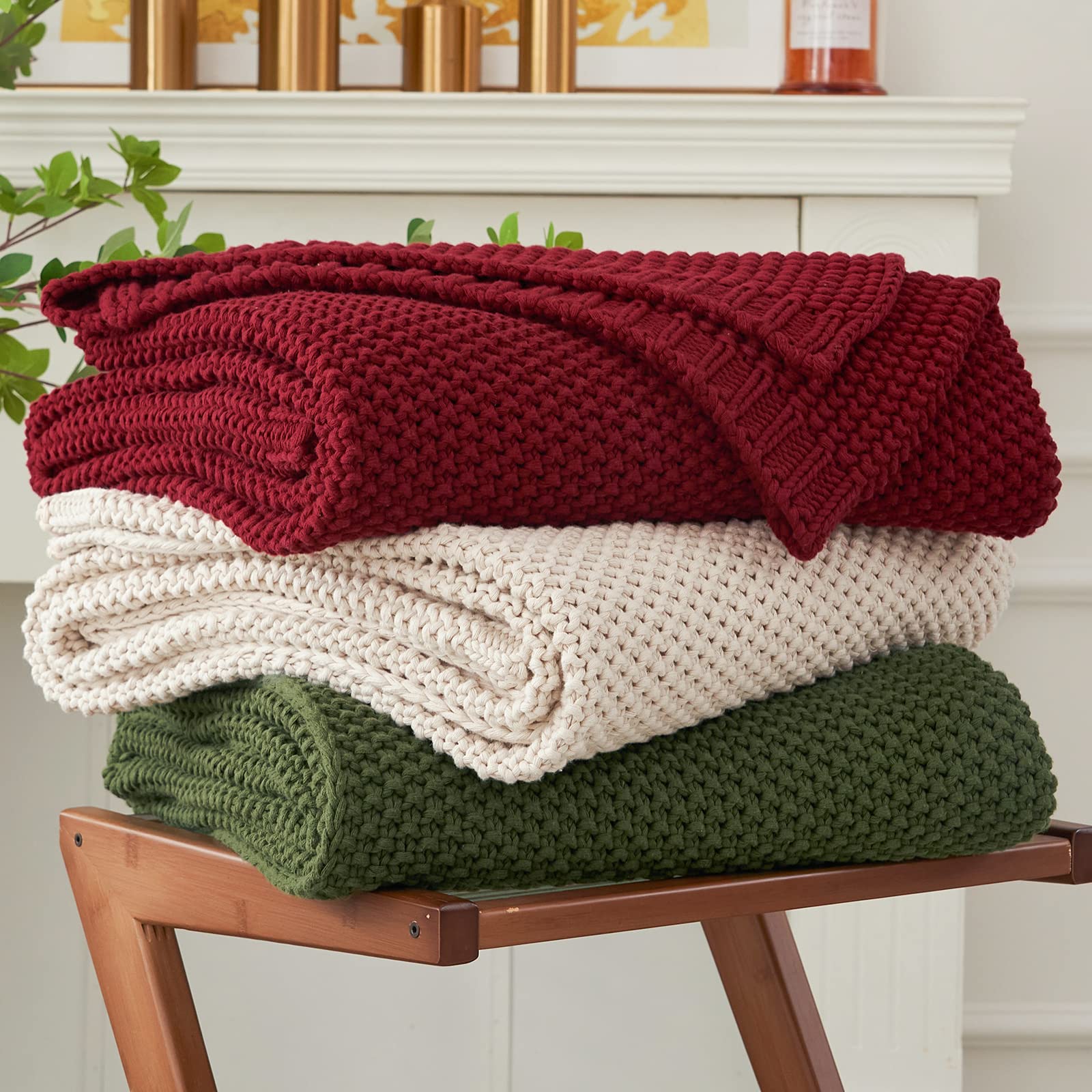 Longhui bedding front folded burgundy throw showing neat packaging and texture for stylish decor