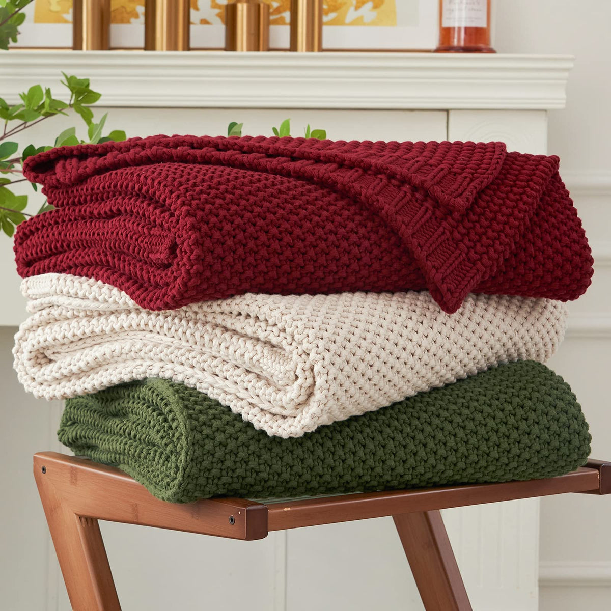 Longhui bedding front folded burgundy throw showing neat packaging and texture for stylish decor