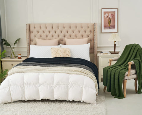 Longhui bedding beside throw pillow showing size and scale convenience