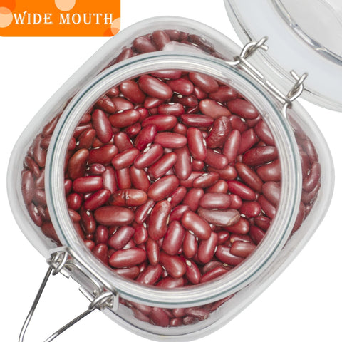 LOOIOOJ wide mouth jar being filled for easy scooping and mess-free refills
