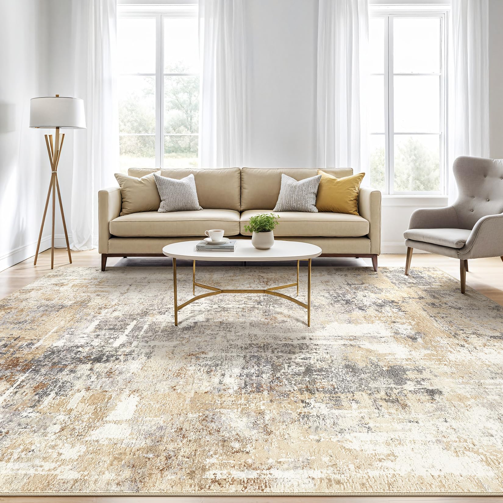 LOONGRUG next to sofa showing scale and how it defines living areas