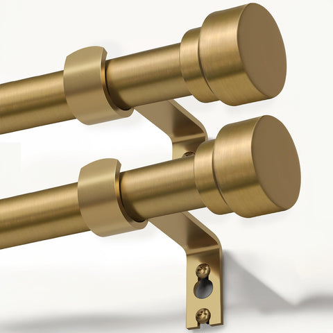Lootkell front view warm gold pack showing two adjustable rods and finials for consistent style