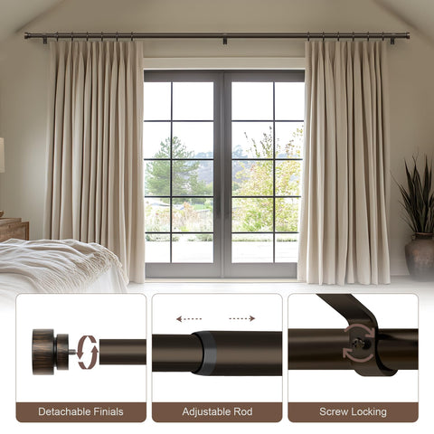 Lootkell rod hung with curtains in bedroom adding polished decor
