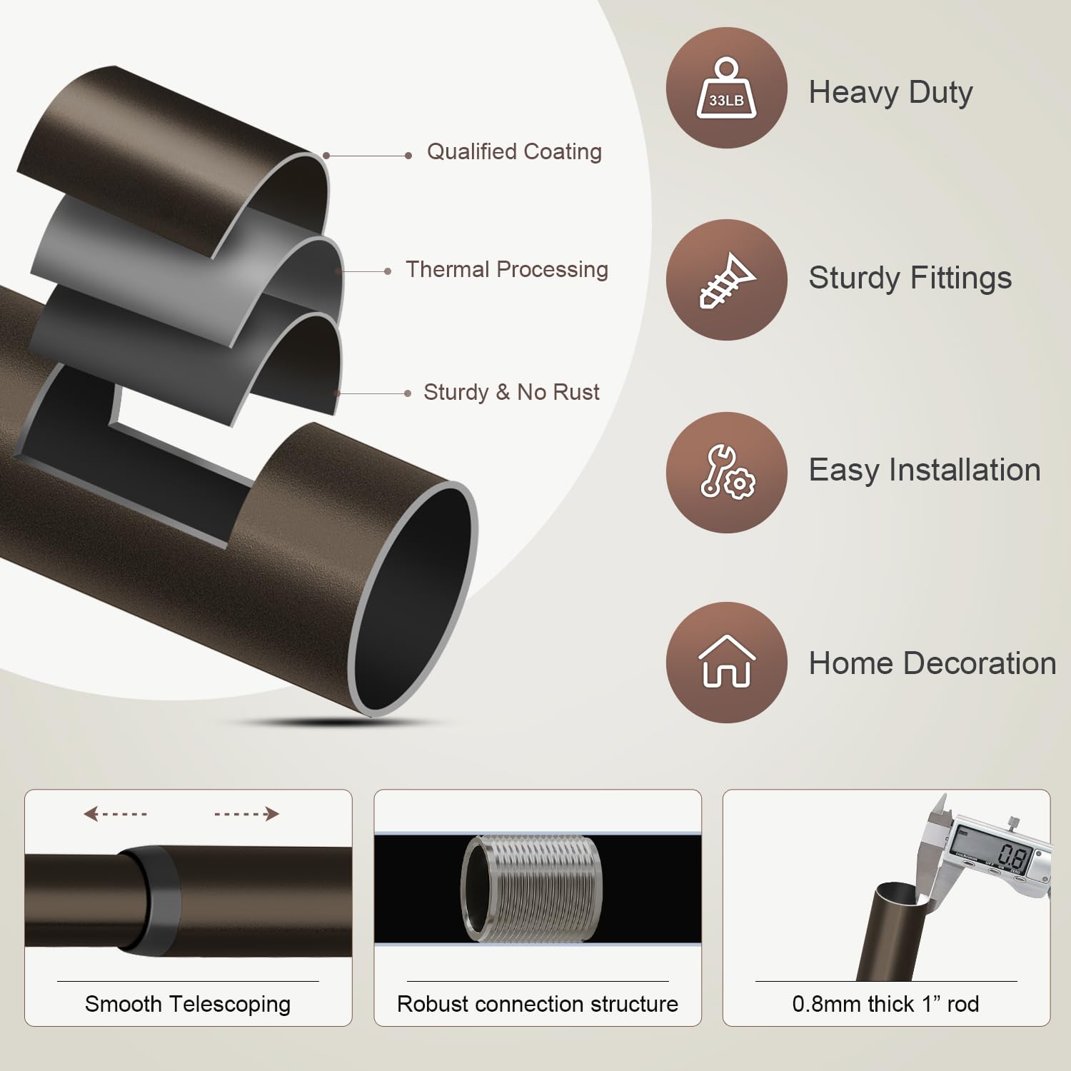 Lootkell curtain rod with measuring tape demonstrating proper sizing