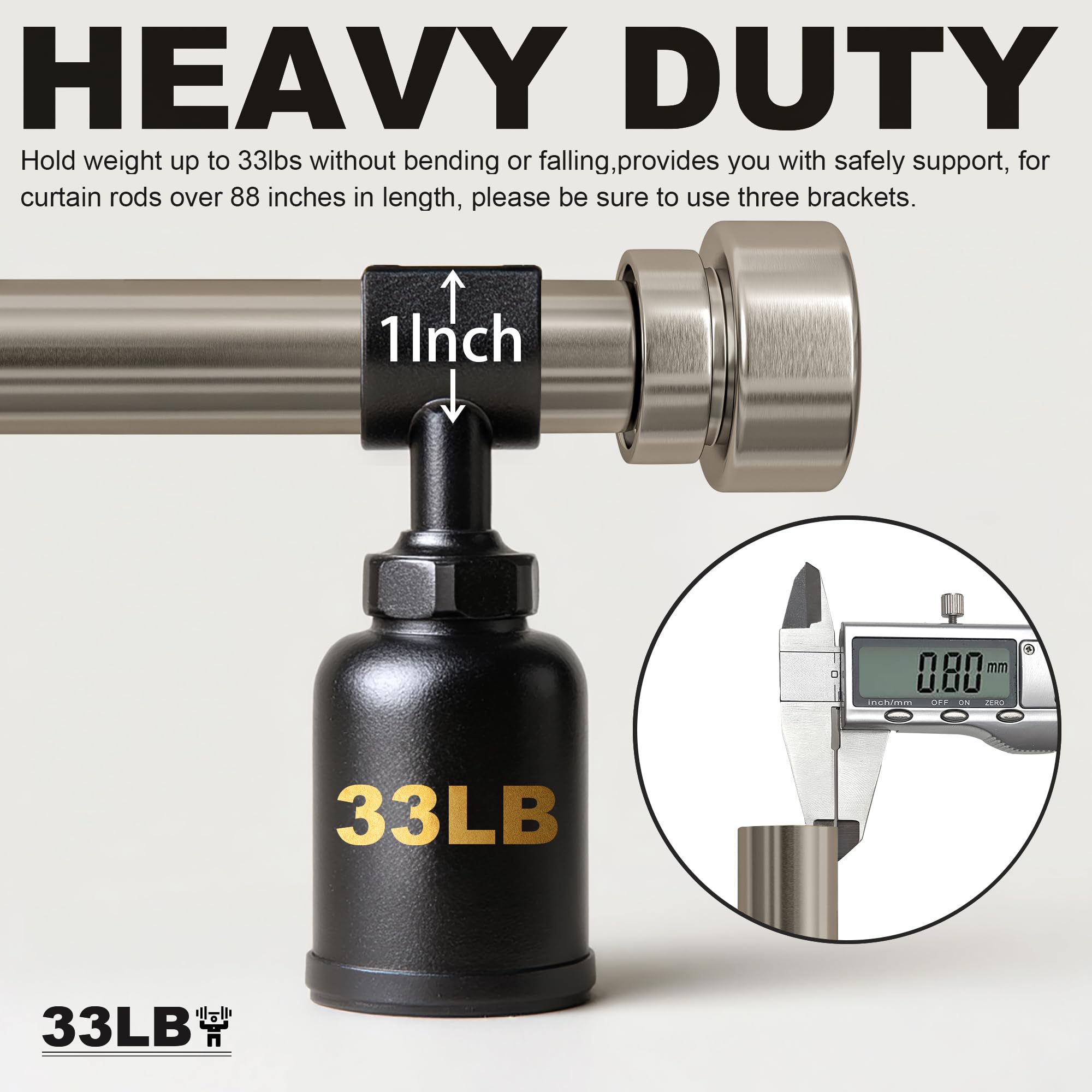 Lootkell curtain rod beside ruler for clear size comparison and measurement guidance