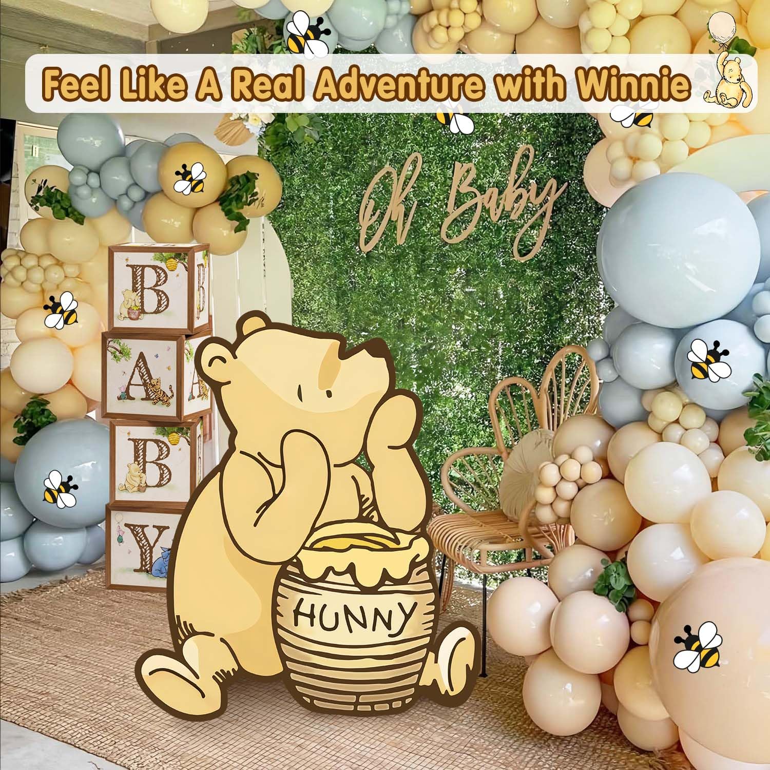 Lopeastar Winnie lifestyle table display styled for baby shower cohesion