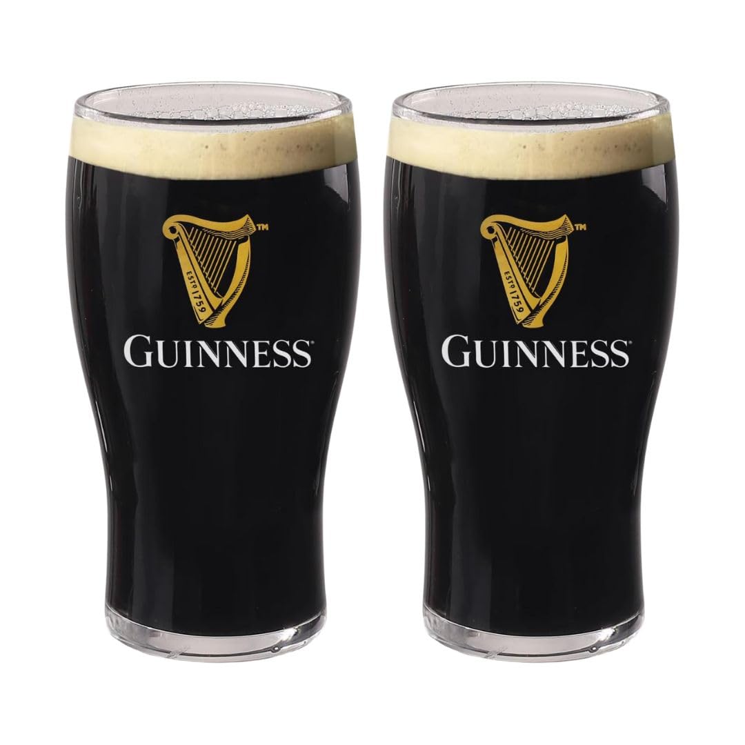 LORD'S ROCKS Guinness glass front view showing harp logo and elegant tulip shape for display