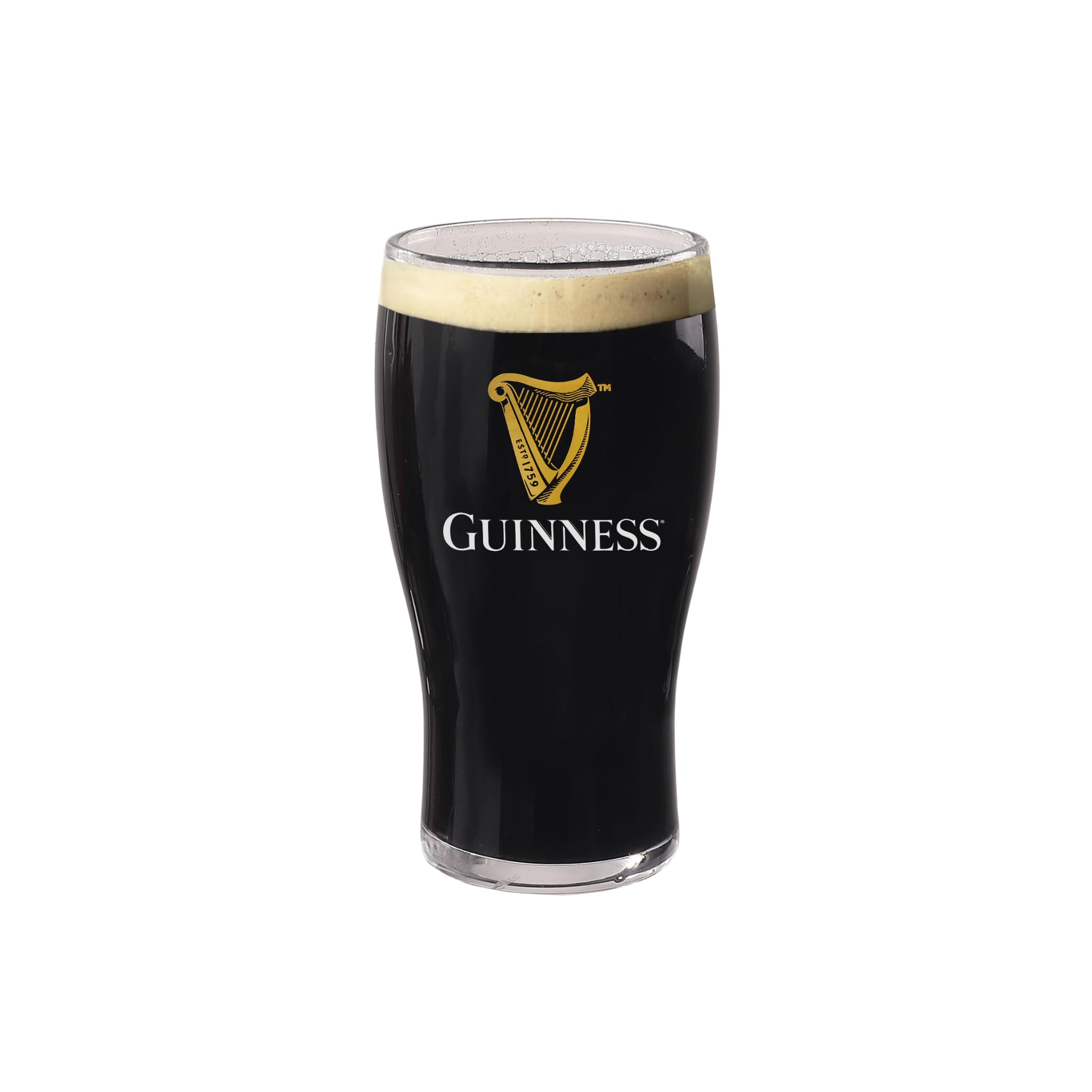 LORD'S ROCKS Guinness glass side profile highlighting tulip curve and improved head retention