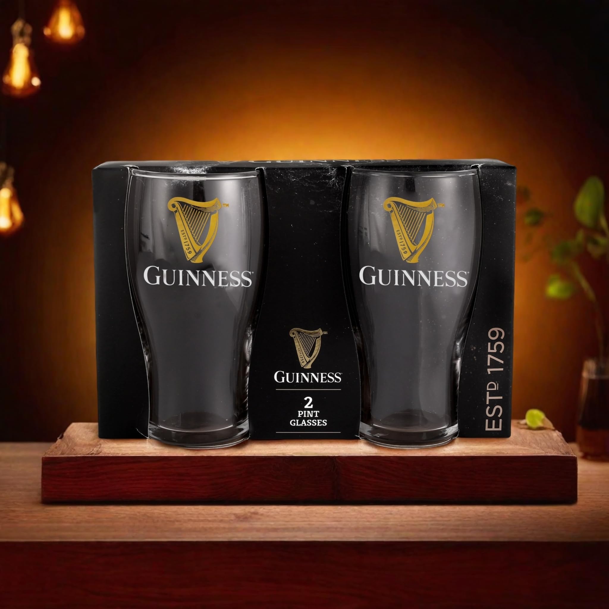 LORD'S ROCKS Guinness glass beside a bottle showing 20oz scale and serving capacity