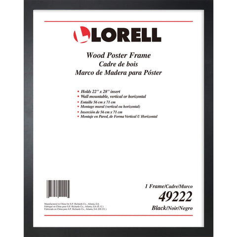 Lorell solid wood poster frame front view showing black border and 22x28 poster fit for clean presentation