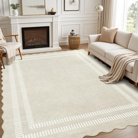 LORWER full 8x10 ivory rug flatlay showing overall look and benefit
