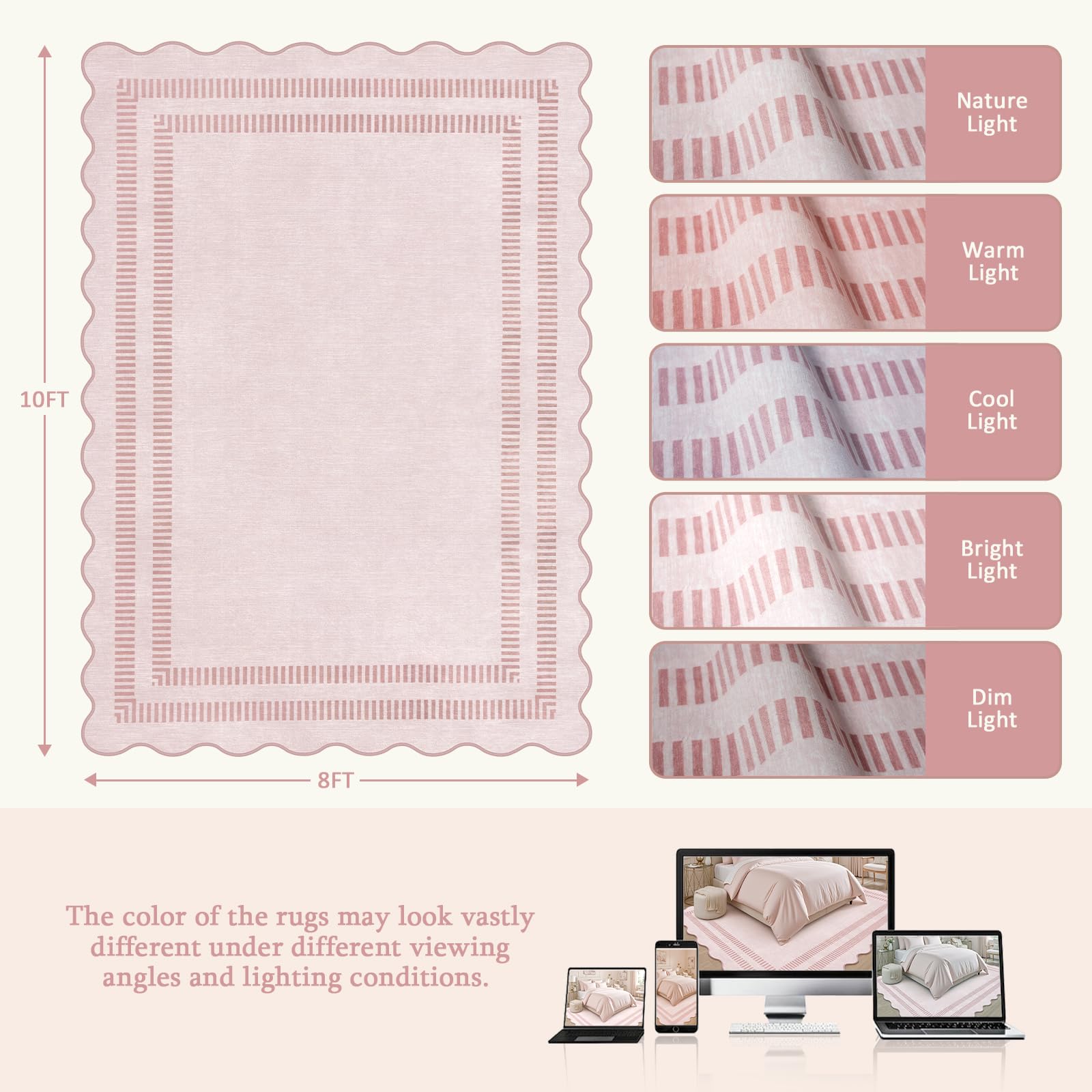 LORWER pink rug close-up texture highlighting soft, stain-resistant surface for comfort