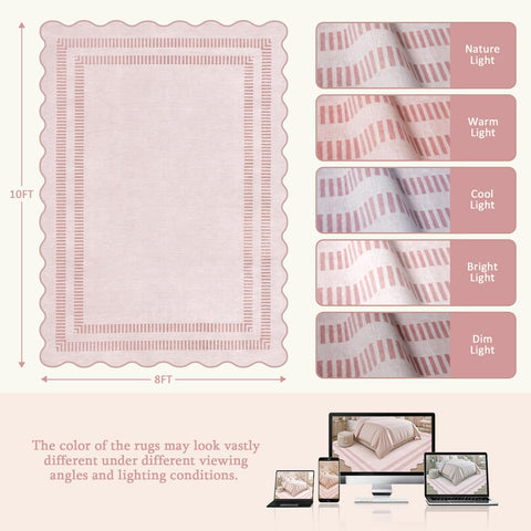 LORWER pink rug close-up texture highlighting soft, stain-resistant surface for comfort