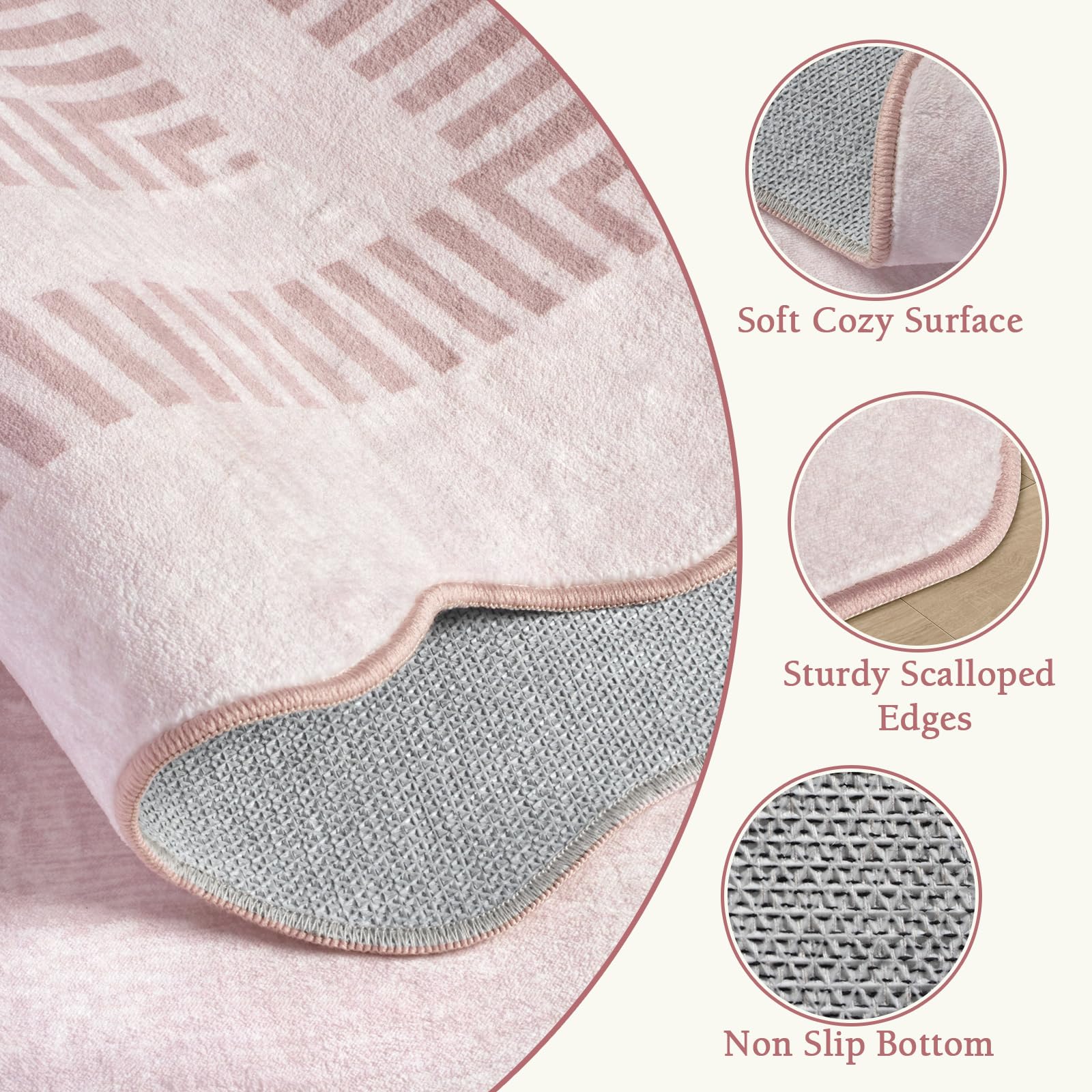 LORWER non-slip backing underside demonstrating secure grip on hard floors for safety