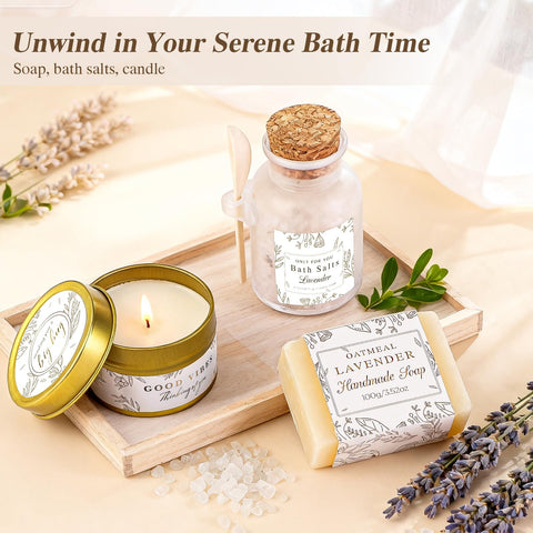 loscola handmade soap and salts arranged to suggest calming, gentle bathing