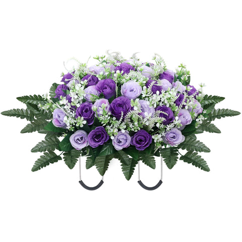 LOSFOTBO front view of purple headstone saddle showing vibrant tribute