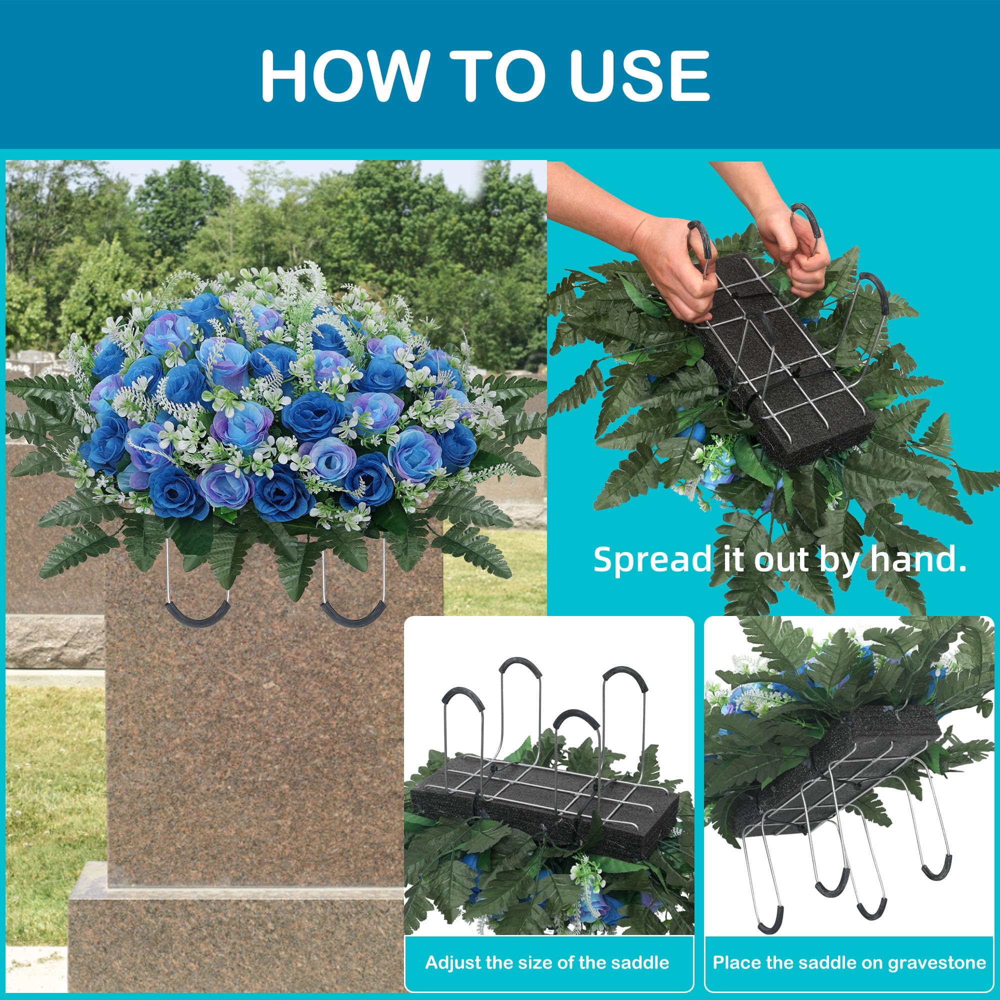 LOSFOTBO lifestyle shot in cemetery showing respectful memorial display and low maintenance