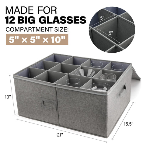 LotFancy open case with glasses in dividers for secure transport