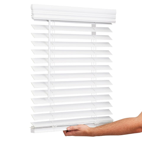 Lotus & Windoware blind front view showing bright white finish and neat slats for a clean look