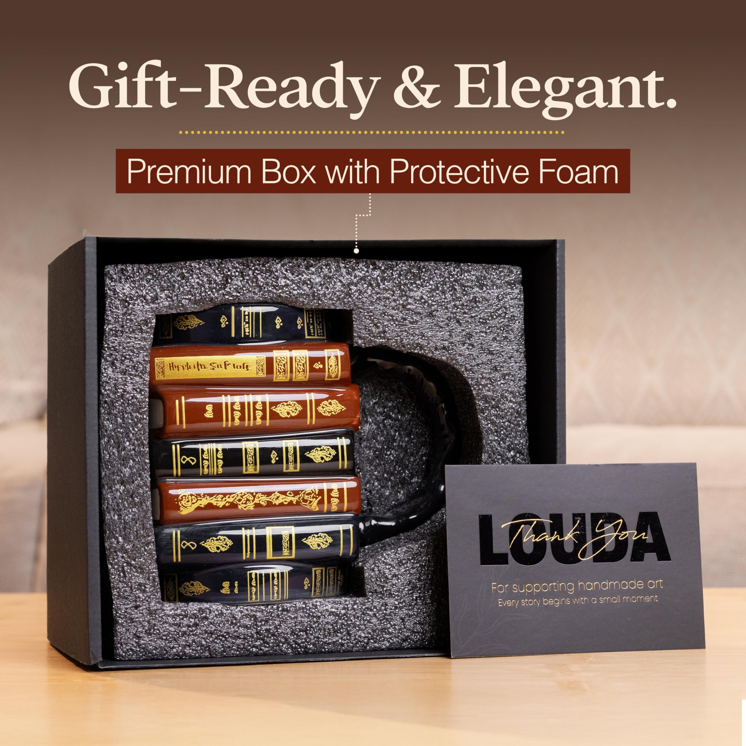 LOUDA ready-to-gift box packaging protecting mug for immediate gifting