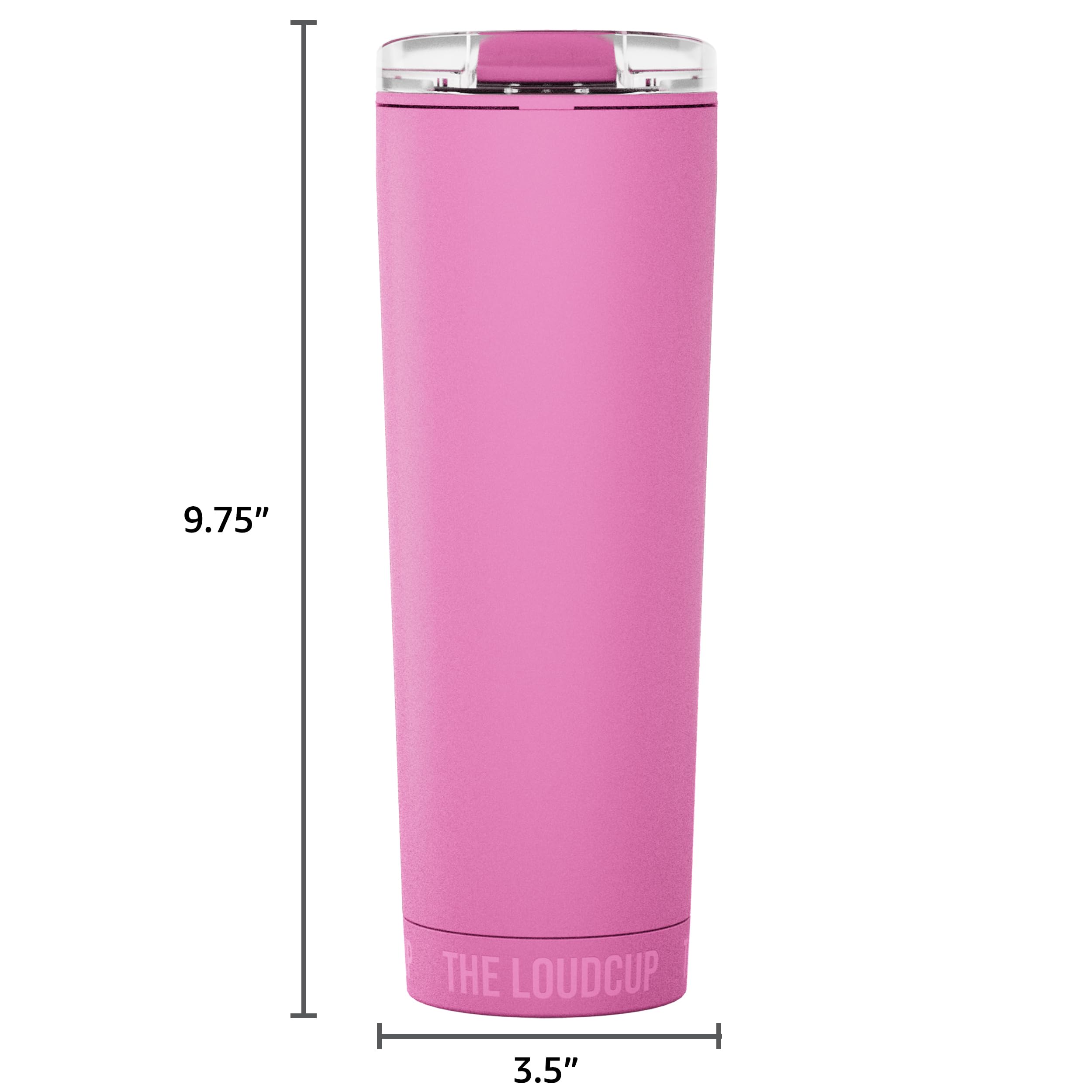 Person cheering with LoudCup panther pink at a tailgate showing crowd-pleasing benefit
