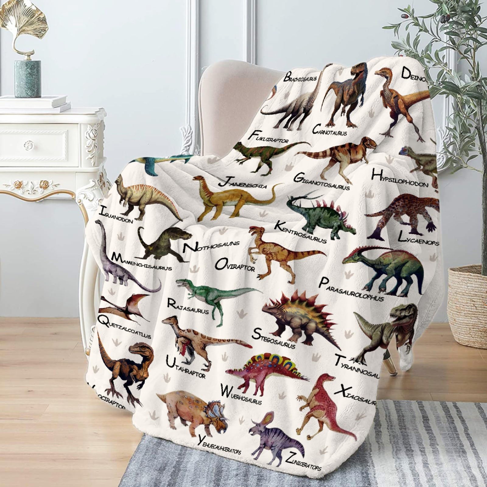 LOVE IS LIKE A BLANKET front view showing dinosaur print and overall design for gifting