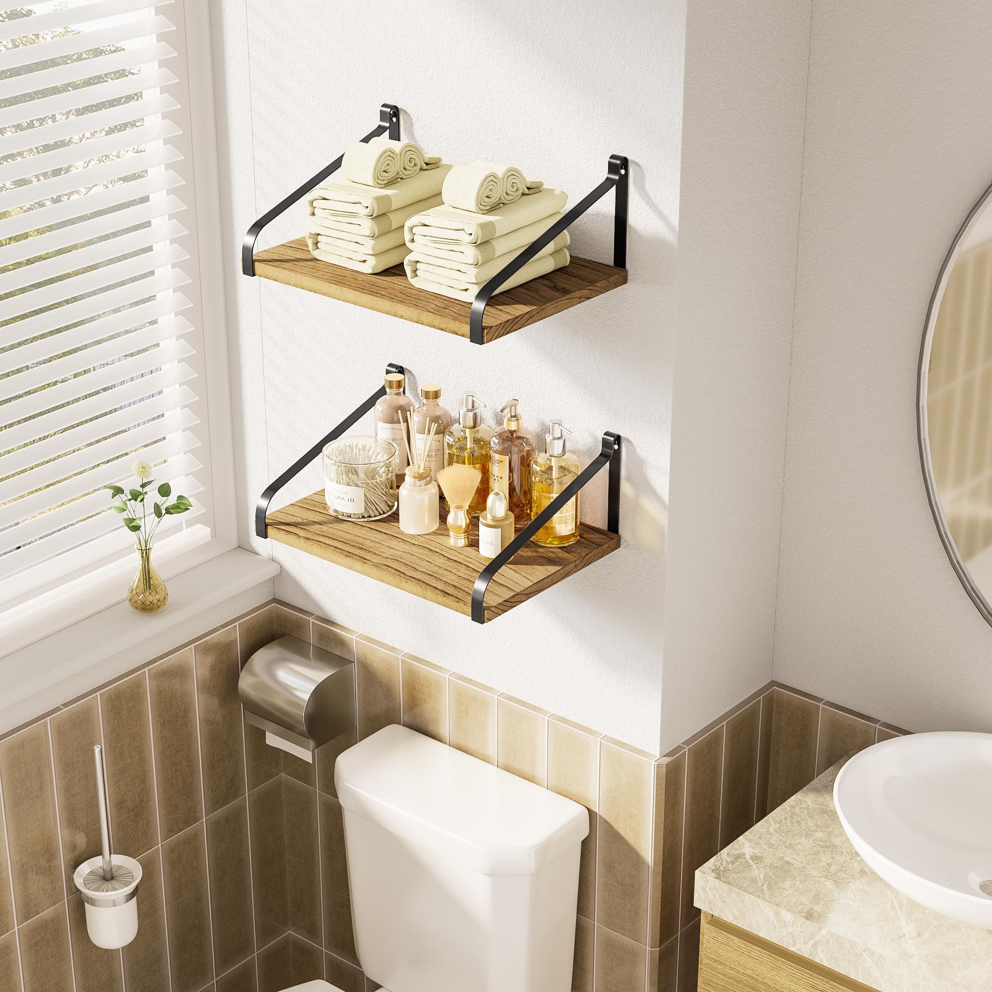 Love-KANKEI shelf staged with plants and books showing deep 12-inch surface benefit