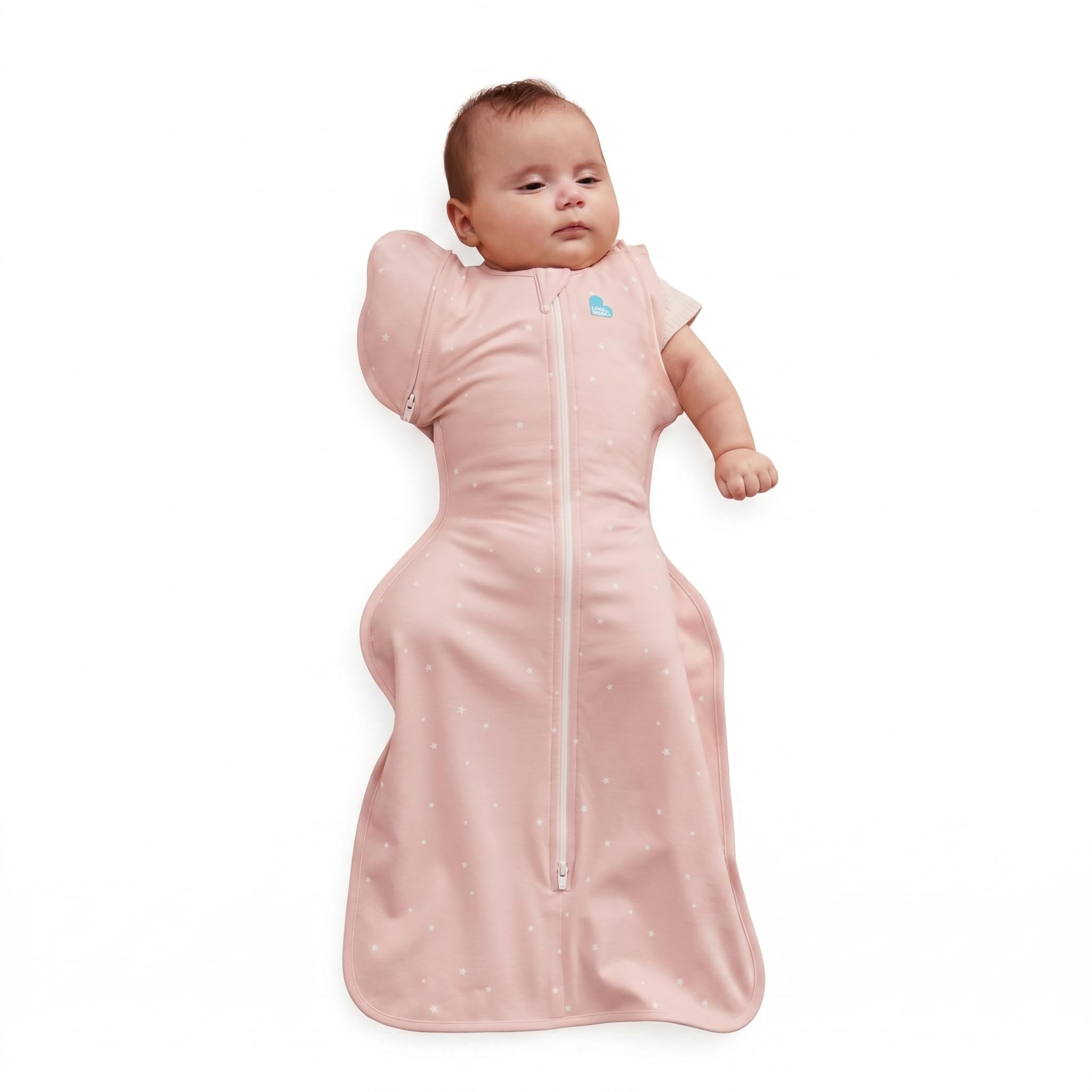 Love to Dream front view of pink twinkle transition bag showing snug fit benefit