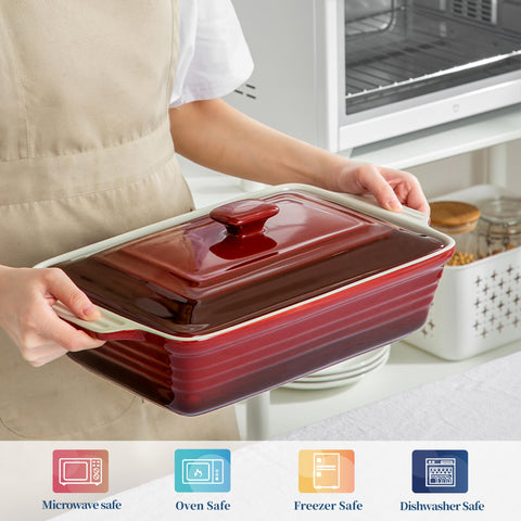 LOVECASA casserole in oven roasting lasagna demonstrating even baking benefit