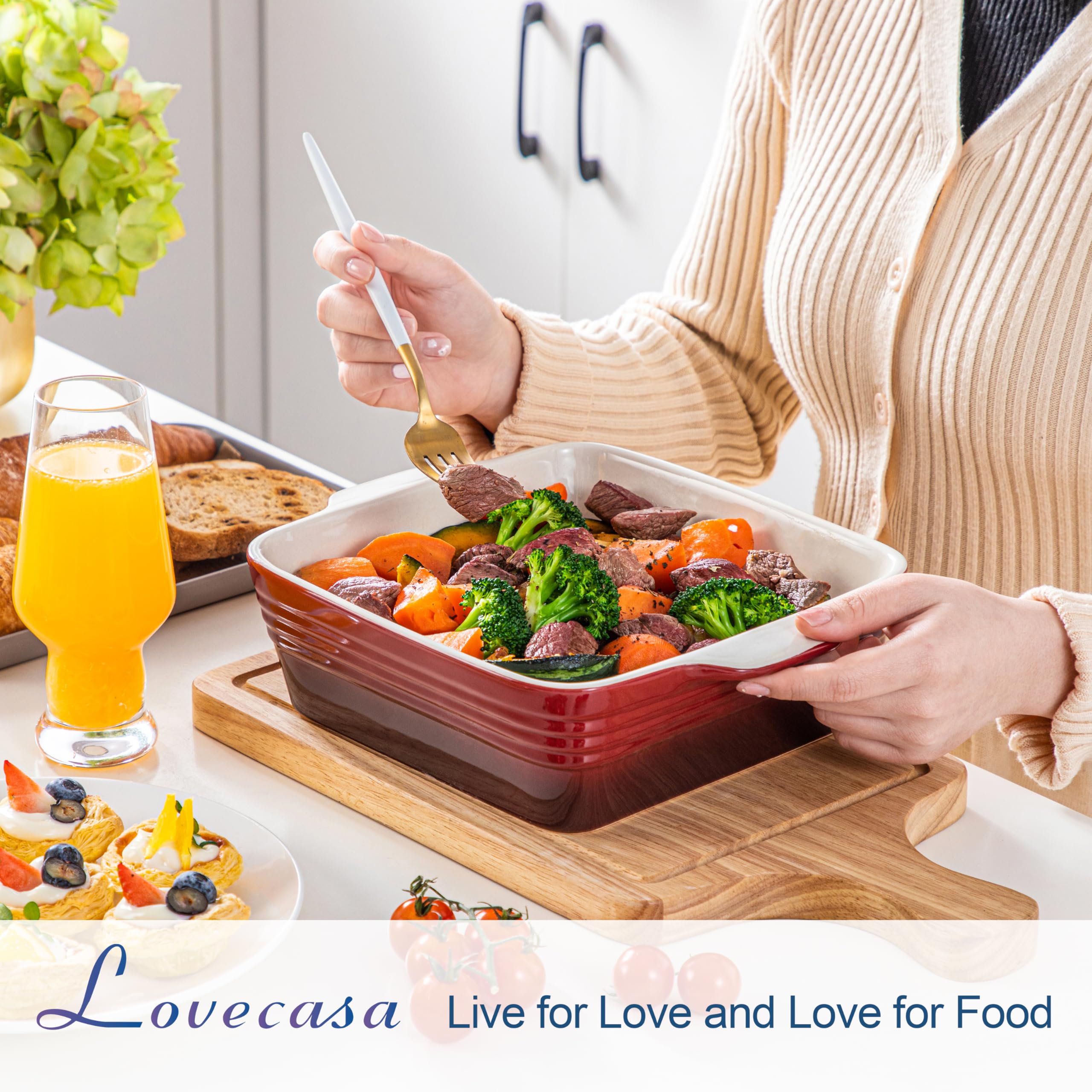 LOVECASA glazed interior close-up showing smooth nonstick surface benefit