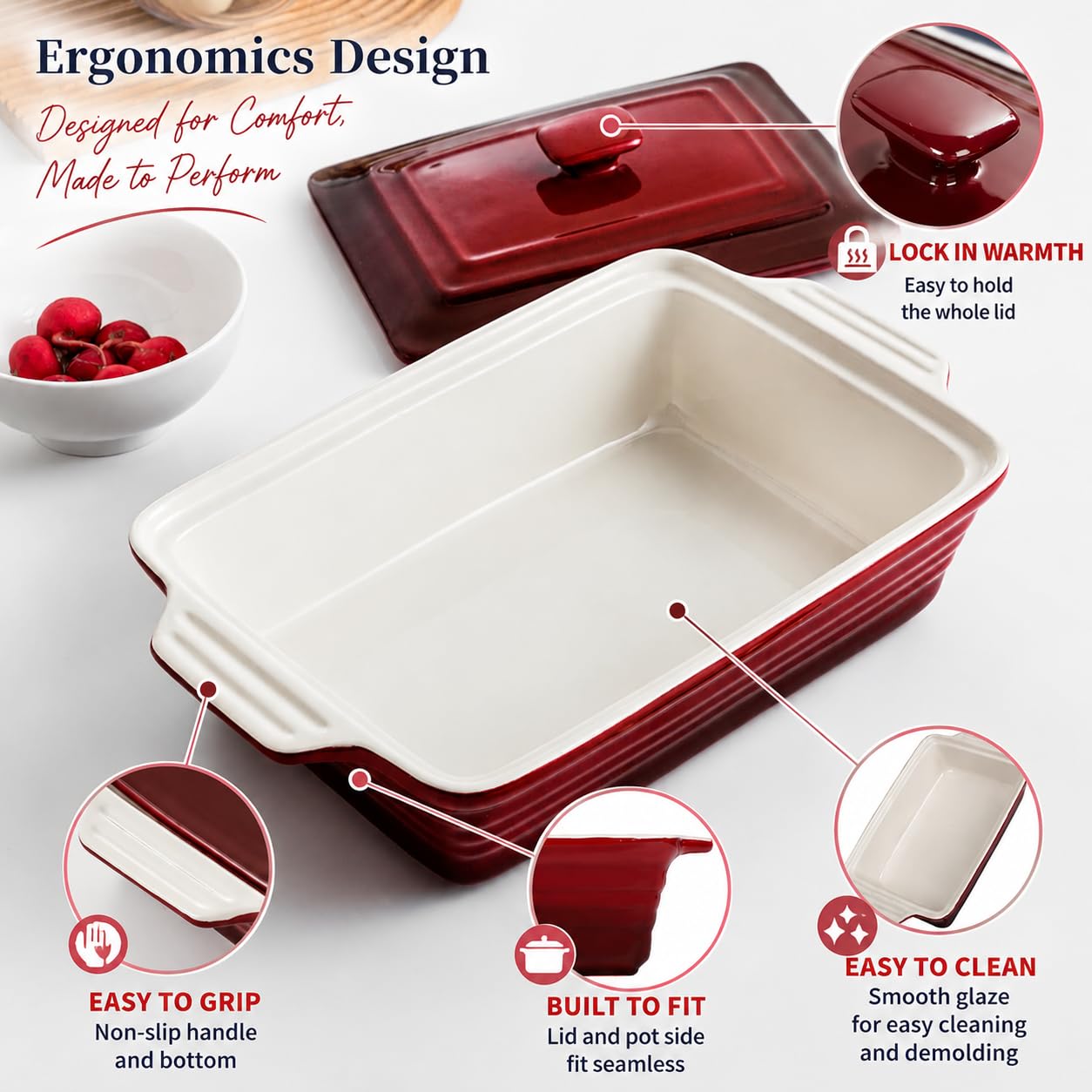 LOVECASA lid used as serving tray showing dual-purpose functionality benefit