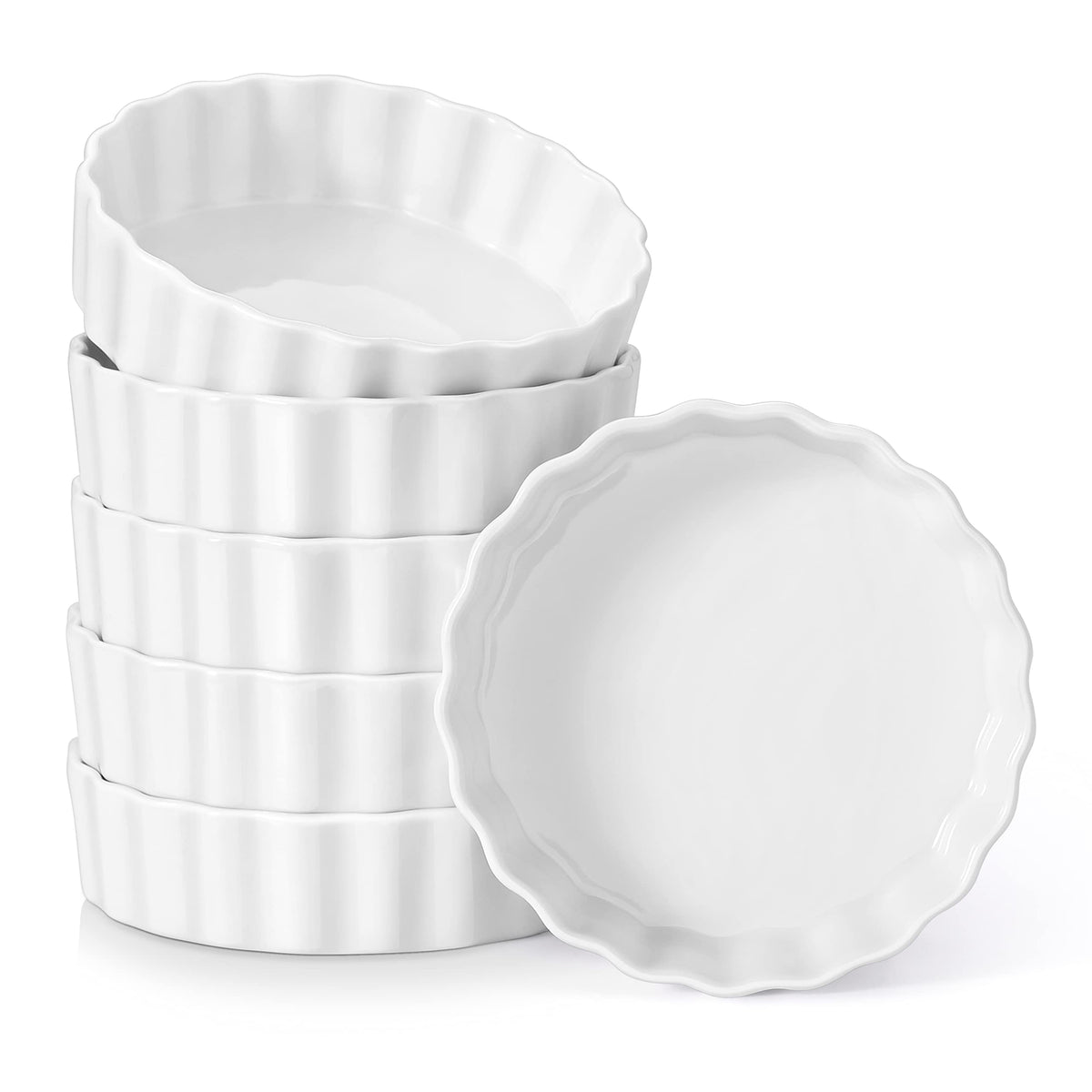 LOVECASA front view showing white ramekin and elegant fluted rim for refined presentation