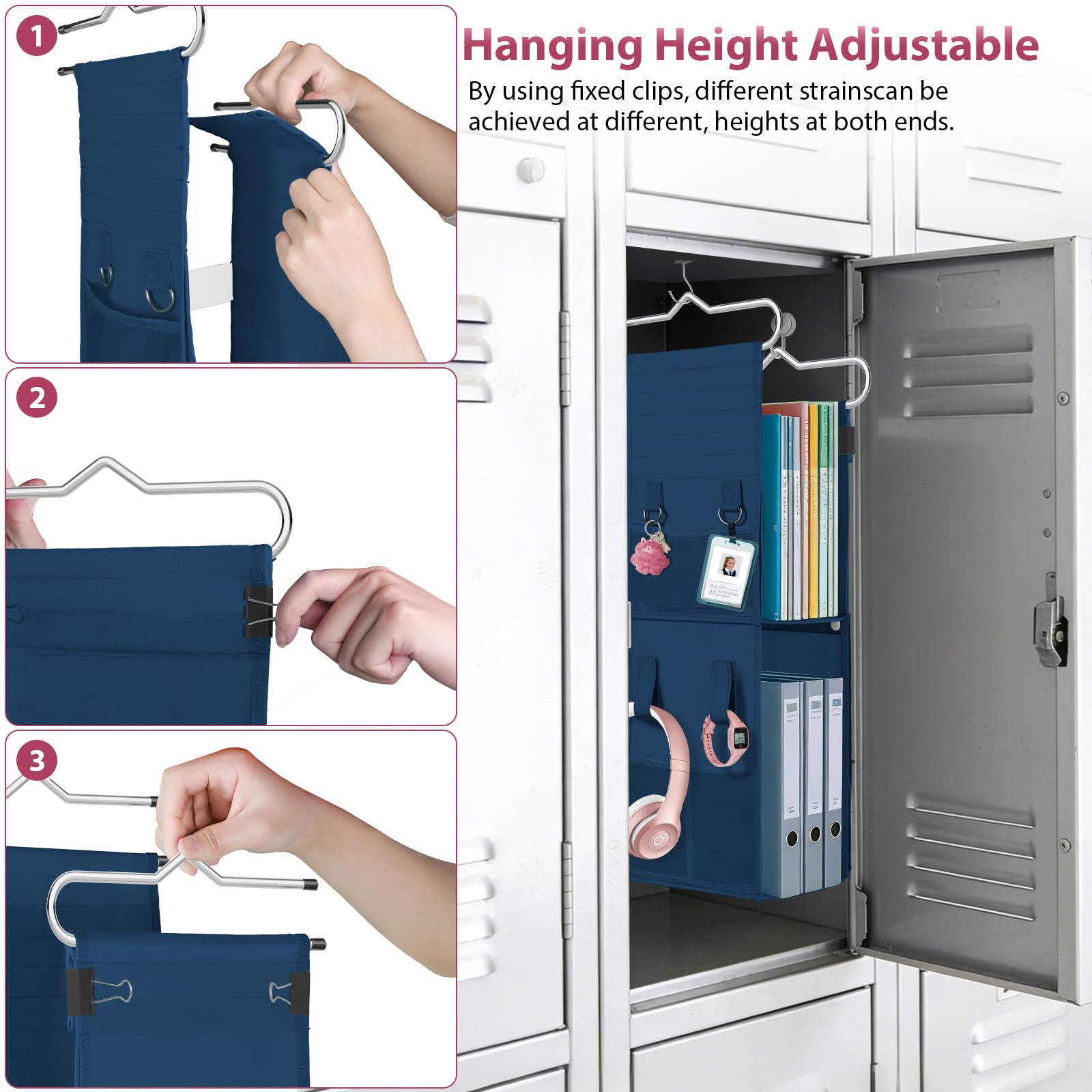 LOVEGRASS fixed D-rings and carabiner hook securing keys for fast retrieval