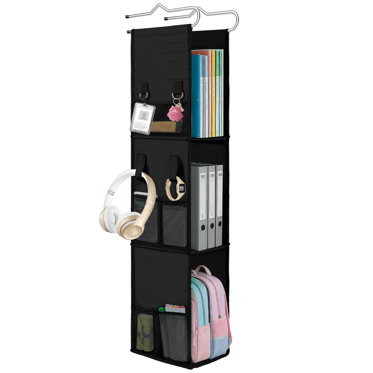 LOVEGRASS front view showing three-tier hanging organizer and easy access benefits