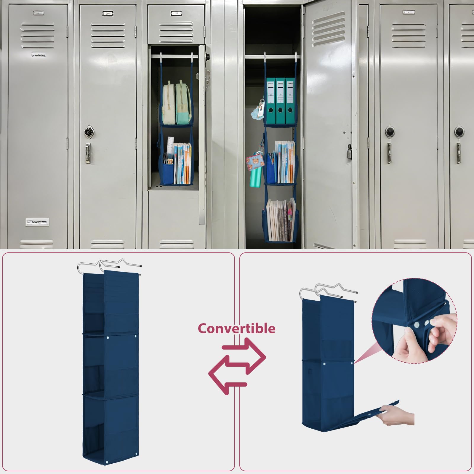 LOVEGRASS shelf holding textbooks and backpack for organized locker storage