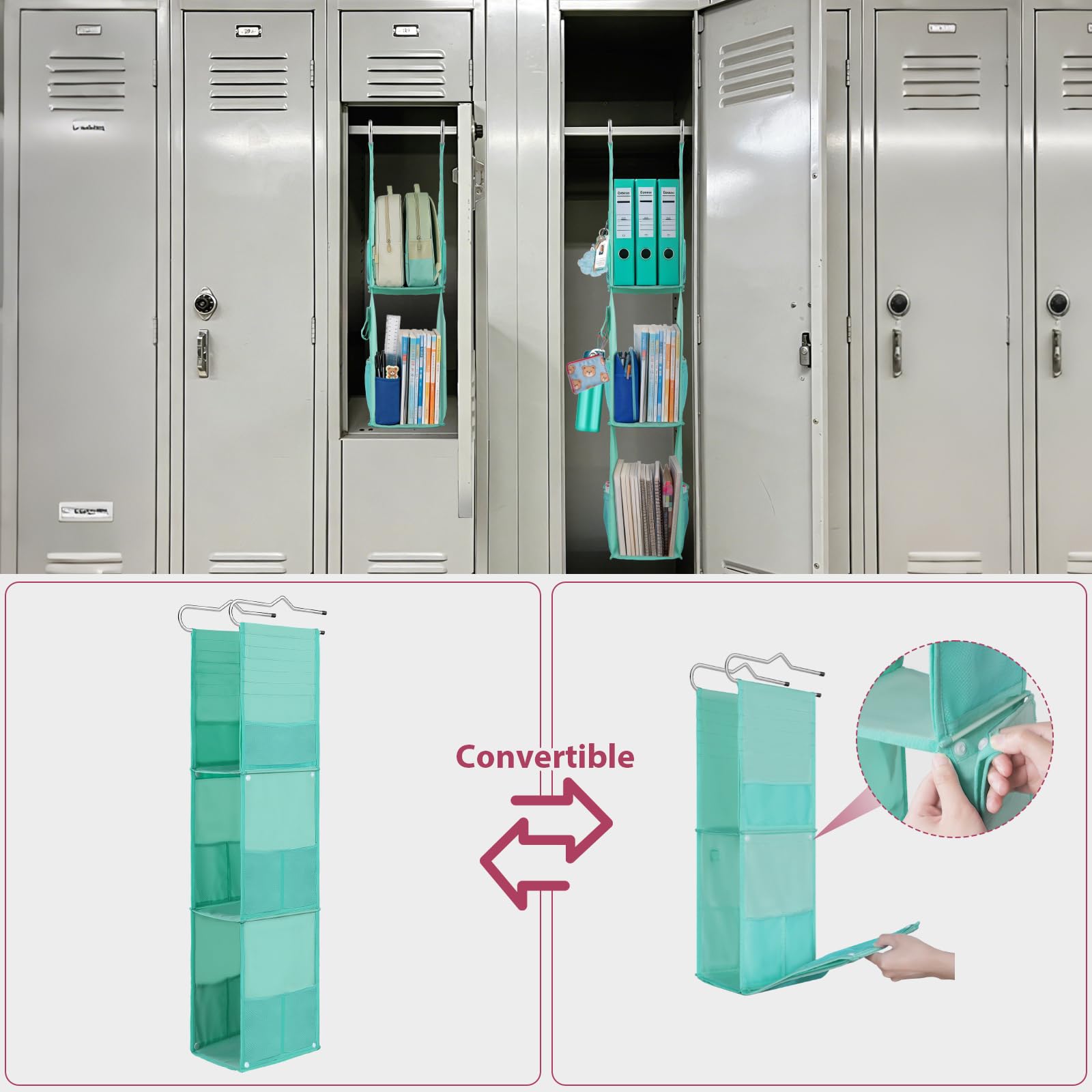 LOVEGRASS side pockets with pens and charger showing quick-access benefit
