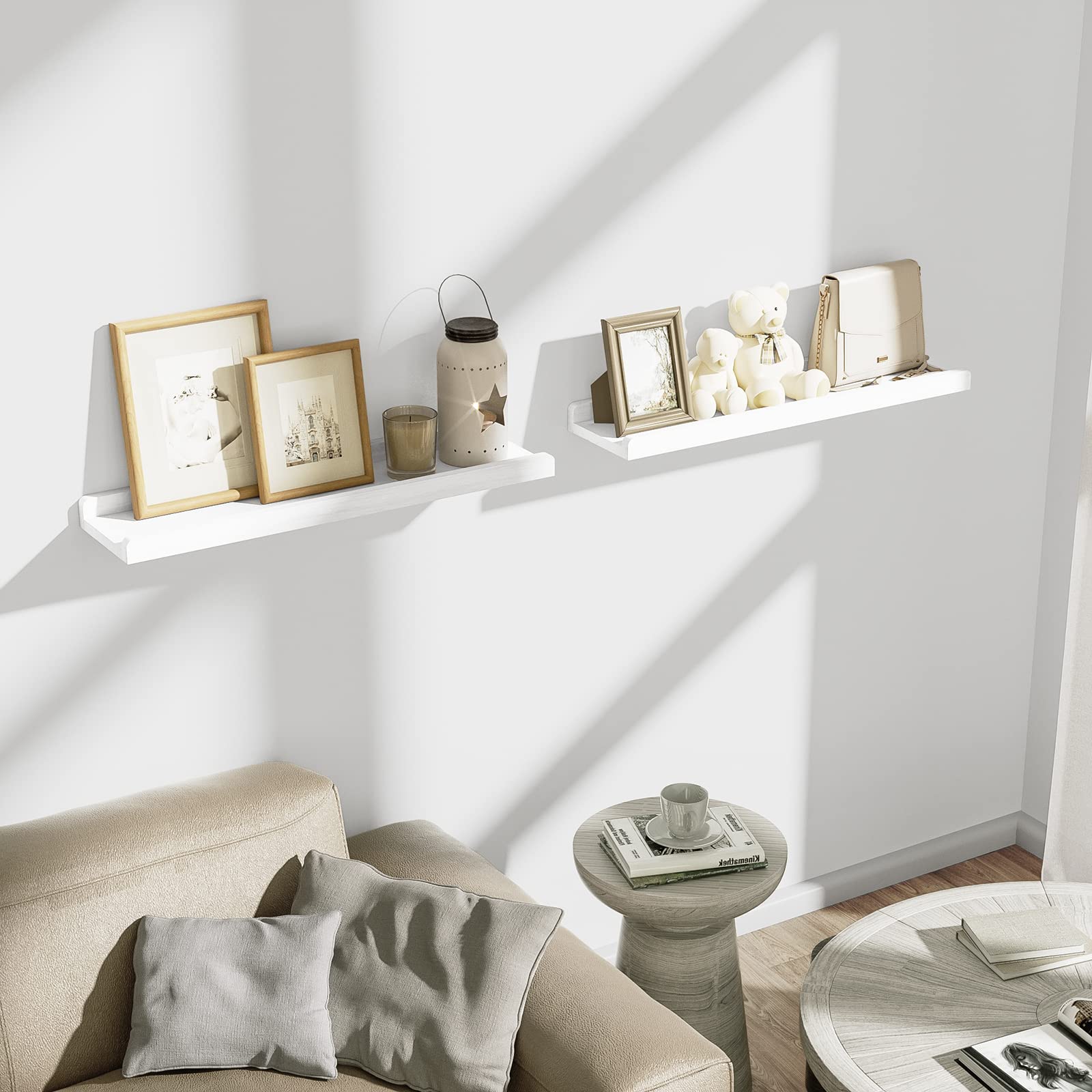 Love-KANKEI shelf in bathroom holding towels and accessories for neat organization