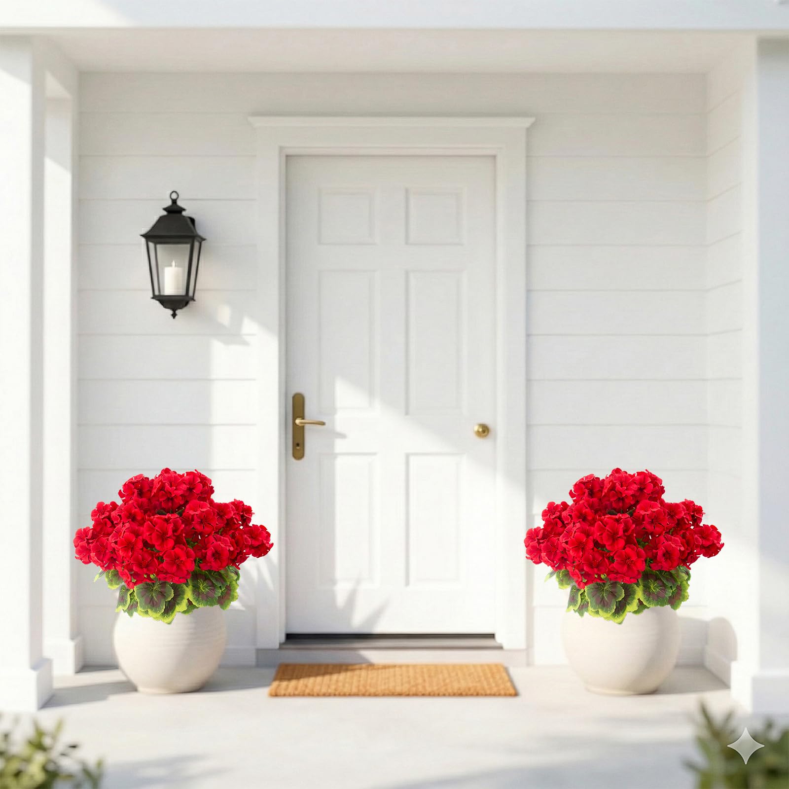 lovemoon geraniums in planter on porch adding curb appeal