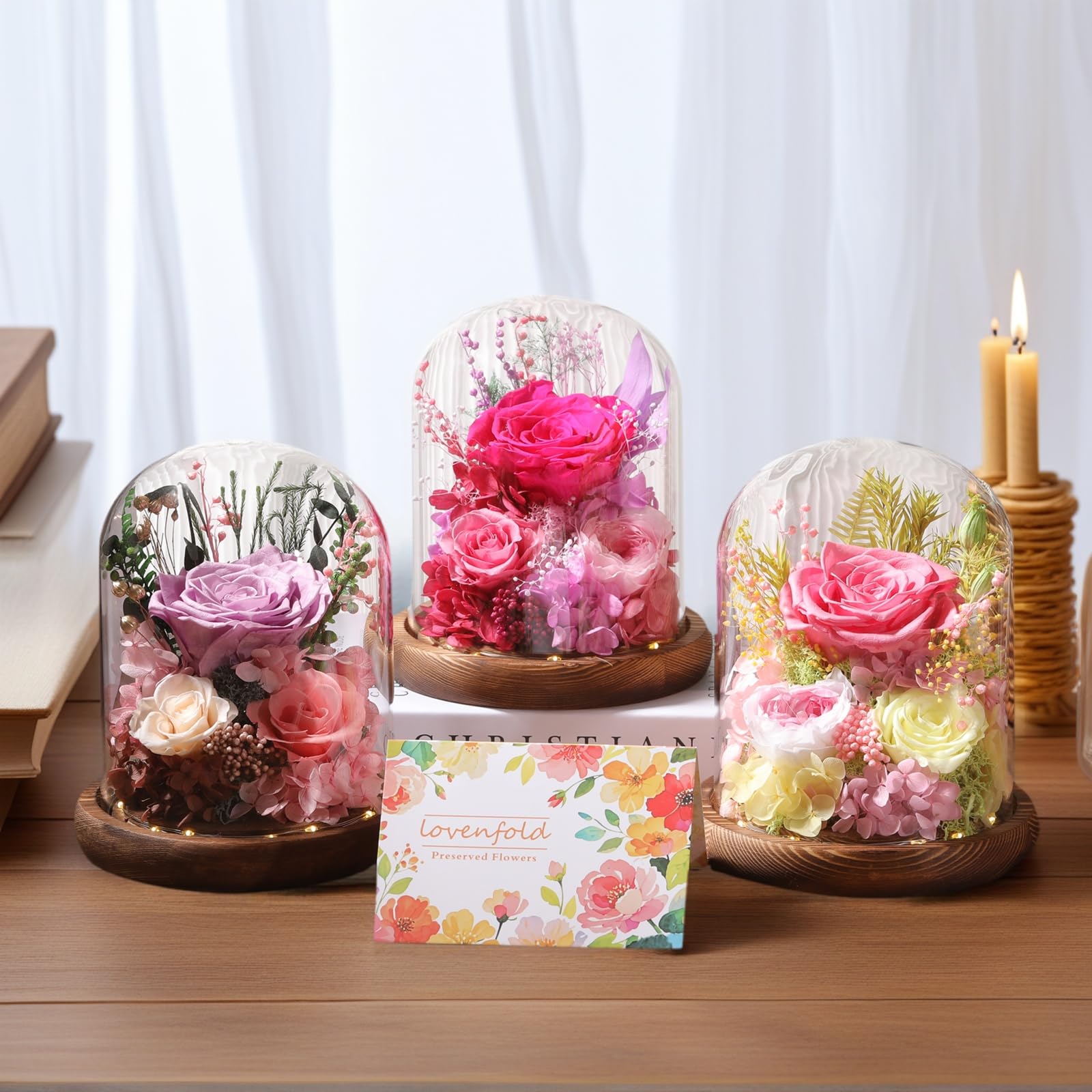 lovenfold dome on bedside table showing romantic illumination and decor impact