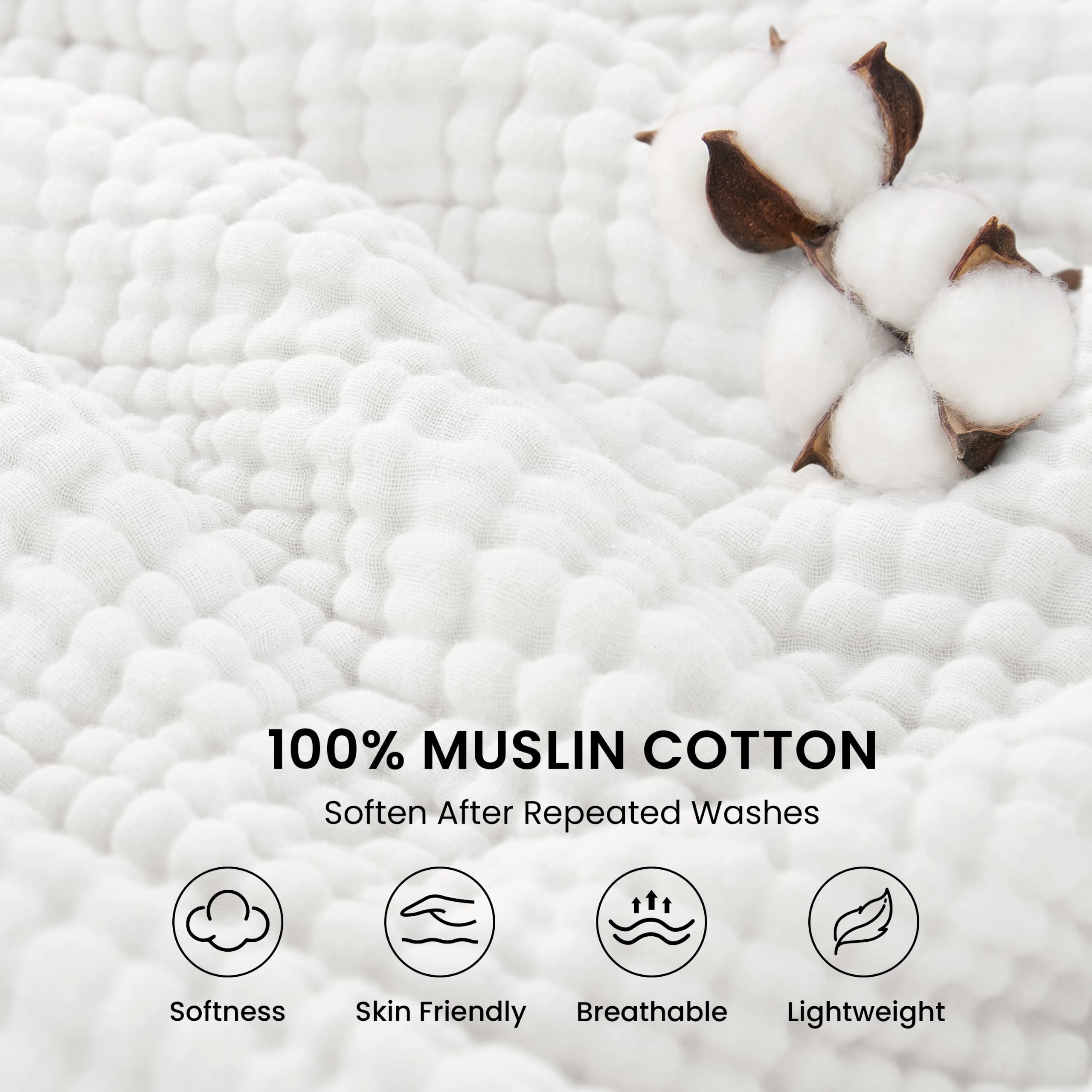 Love's cabin close-up of 6-layer muslin texture, highlighting breathable softness and comfort